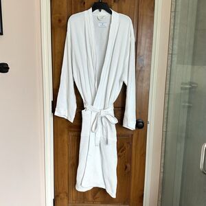 MATOUK Bathrobe Bath Robe Unisex Lg XL Cotton Bamboo White Luxury Spa Waffle